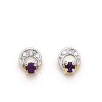 Earrings: 9ct amethyst &amp. Diamond studs