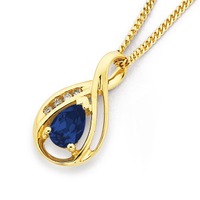 9ct synthetic sapphire &amp. Diamond pendant