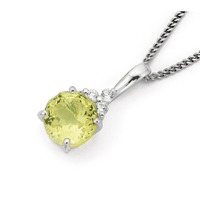 Pendants: Sterling silver lemon quartz &amp. Cubic zirconia pendant