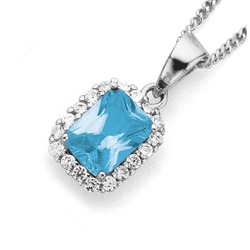 Pendants: Sterling silver blue cubic zirconia &amp. Cubic zirconia pendant