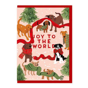 Christmas: Pack of 5 Cards - Dogs and Scarves