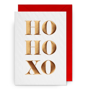 Christmas: Christmas Card - Embossed - Ho Ho Xo