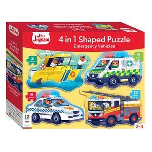 Products: 4-in-1 Shaped Puzzle: Emergency Vehicles