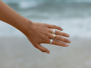 22K Gold on Pure Silver Blob Ring Patina Jewellery Wellington
