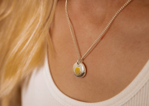 Pure Silver / 22K Gold Spot Medium Chunky Pendant Patina Jewellery