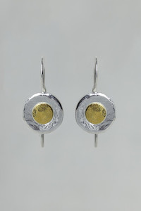 Petite pure silver, 22K gold spot earrings Patina Jewellery