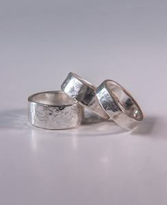 Hammered Pure Silver Mens Ring Patina Jewellery
