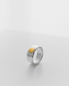 22K Gold Spot on Pure Silver Ring Patina Jewellery