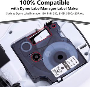 Products: Dymo 45013 Label Tape 12mmx7m Black on White Latest - Inkshop