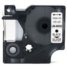 Products: Dymo 45022 Tape Black on Silver 12mm Latest - Inkshop