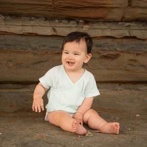 Organic Cotton Bodysuits: Organic Cotton Mint Green Kimono Bodysuit