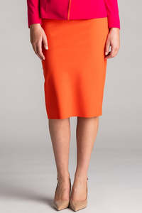 Paula Ryan Essentials: PAULA RYAN Regular Stretch Pencil Skirt Bonded Microjersey - Orange