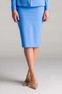 PAULA RYAN Regular Stretch Pencil Skirt Bonded Microjersey - Cornflower