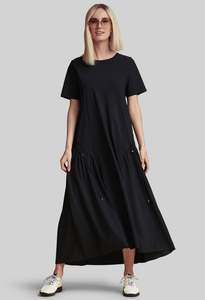 Dresses: PAULA RYAN Arched Front Dress - Black Microjersey