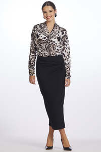 PAULA RYAN Twist Wrap Skirt - Black Micromodal