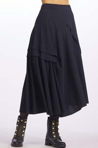 PAULA RYAN A-line Waterfall Skirt - Navy