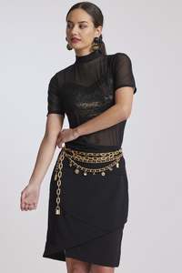 Skirts: PAULA RYAN Short Wrap Skirt - Black