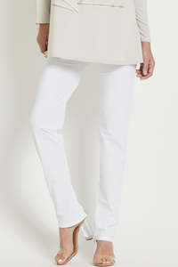 PAULA RYAN Narrow Leg Pant - Classic Microjersey White