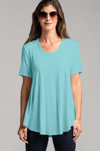 Micromodal 1: PAULA RYAN Scoop Neck Swing Tee Micromodal - Ice Blue