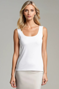 Singlets: PAULA RYAN Easy Fit Singlet - Eco Vero White