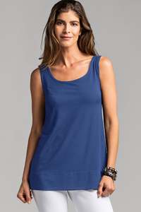 Tops: PAULA RYAN ESSENTIALS Loose Fit Singlet - Modal Soft Admiral Blue