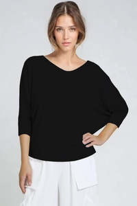 Ecovero Luxury Jersey: PAULA RYAN Batwing Top Eco Vero - Black