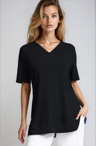 Tops: PAULA RYAN Double V Neck Top – Ecovero Black