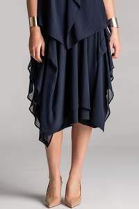 Skirts: PAULA RYAN Chiffon Balloon Skirt - Navy