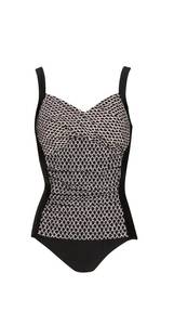 Swimwear: PAULA RYAN Crossover Ruched Print Swimsuit