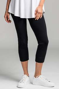 PAULA RYAN Waisted Capri Pant - Microjersey Black