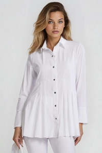 Paula Ryan Fashion Collection: PAULA RYAN Tucked Waist Shirt - Microjersey White
