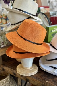 TRAVAUX EN COURS - Borsalino Hat Leather Strap - Orange