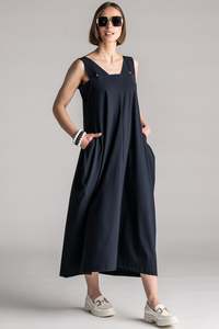 PAULA RYAN Reversible Dress Microjersey - Navy PRE ORDER