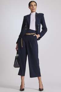 PAULA RYAN High Waist Corset Pant - Navy