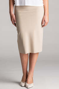 PAULA RYAN Regular Stretch Pencil Skirt Bonded - Microjersey Warm Sand