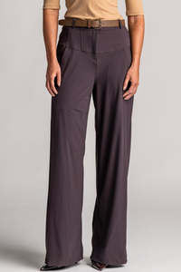 PAULA RYAN Wide Leg Pant - Microjersey Cocoa Plum PRE ORDER