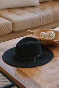 Accessories 1: SUNDAISE - Tessa Wool Panama Hat - Stacked Trim Black