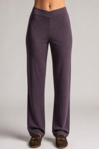 Pants: PAULA RYAN Straight Leg Lounge Pant - Merino Cocoa Plum
