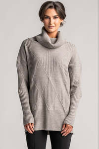 PAULA RYAN Diamond Rib Tunic - Merino Mink