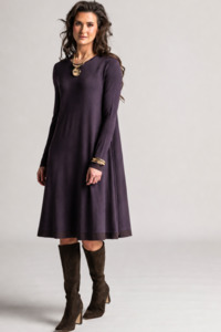 Dresses: PAULA RYAN Banded Dinner Dress - Cocoa Plum Merino