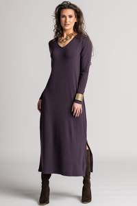 PAULA RYAN V Neck Sheath Dress - Cocoa Plum Merino