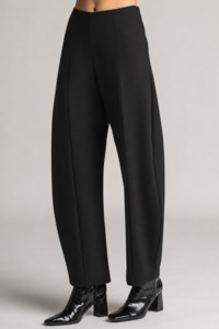 PAULA RYAN Side Zip Barrel Pant - Black Roma