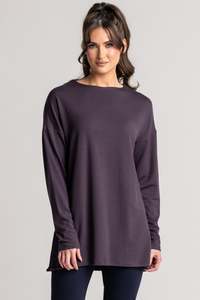 PAULA RYAN Relaxed Boat Neck Tunic - Cocoa Plum Merino