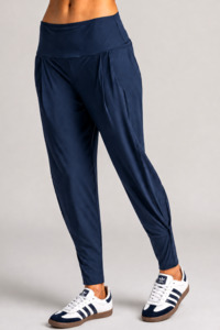 PAULA RYAN Ankle Pleat Basque Pant - Microjersey Shadow Blue