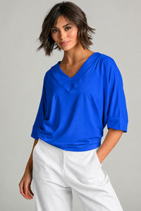 Tops: PAULA RYAN V Neck Cloud Top - Santorini EcoVero