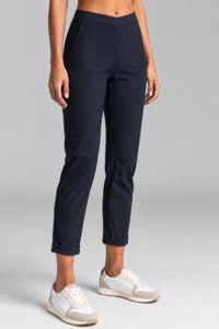 Essentials: PAULA RYAN ESSENTIALS Narrow Cuff Capri Pant - Microjersey Navy