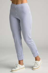 PAULA RYAN Wide Cuff Capri Pant - Double Stripe Microjersey