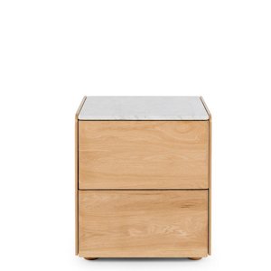Bedside Cabinets: Cube Natural 2 Drawer Bedside - Marble top