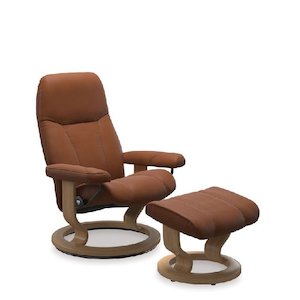 Stressless: Stressless® Consul Leather Recliner Classic Base (Paloma New Cognac)