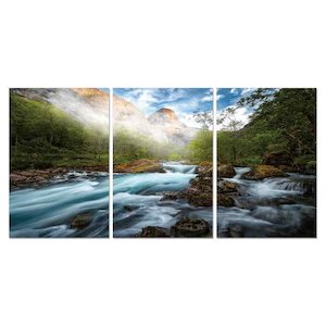 New Perspex Art: Fast Flowing River 3pc 1800x900 Perspex Wall Art